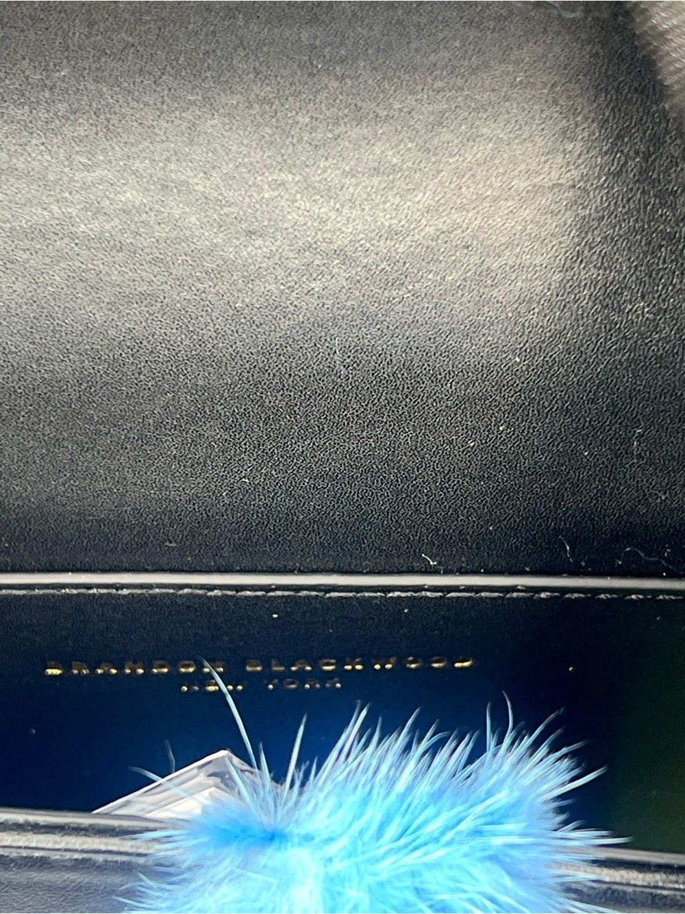 Brandon Blackwood Medium Nia Bag in Black Hard Leather with Blue Mink Fur - Picture 9 of 10